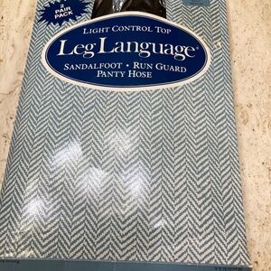 Leg Language Light Control Top Sandalfoot Run Guard 2 Pair Pack Pantyhose  Navy